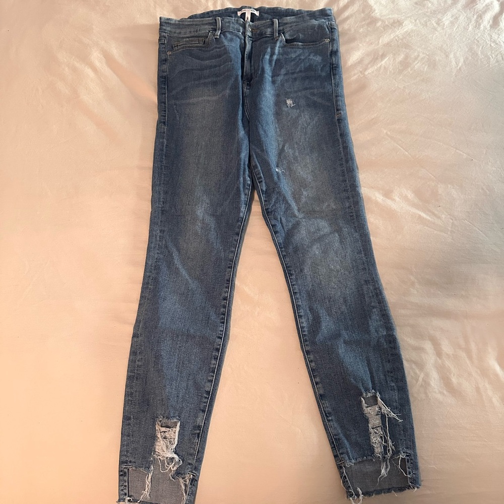 Good American Dark Blue Ripped Skinny Jeans